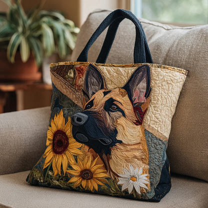 Summer German Shepherd Quilted Tote Bag