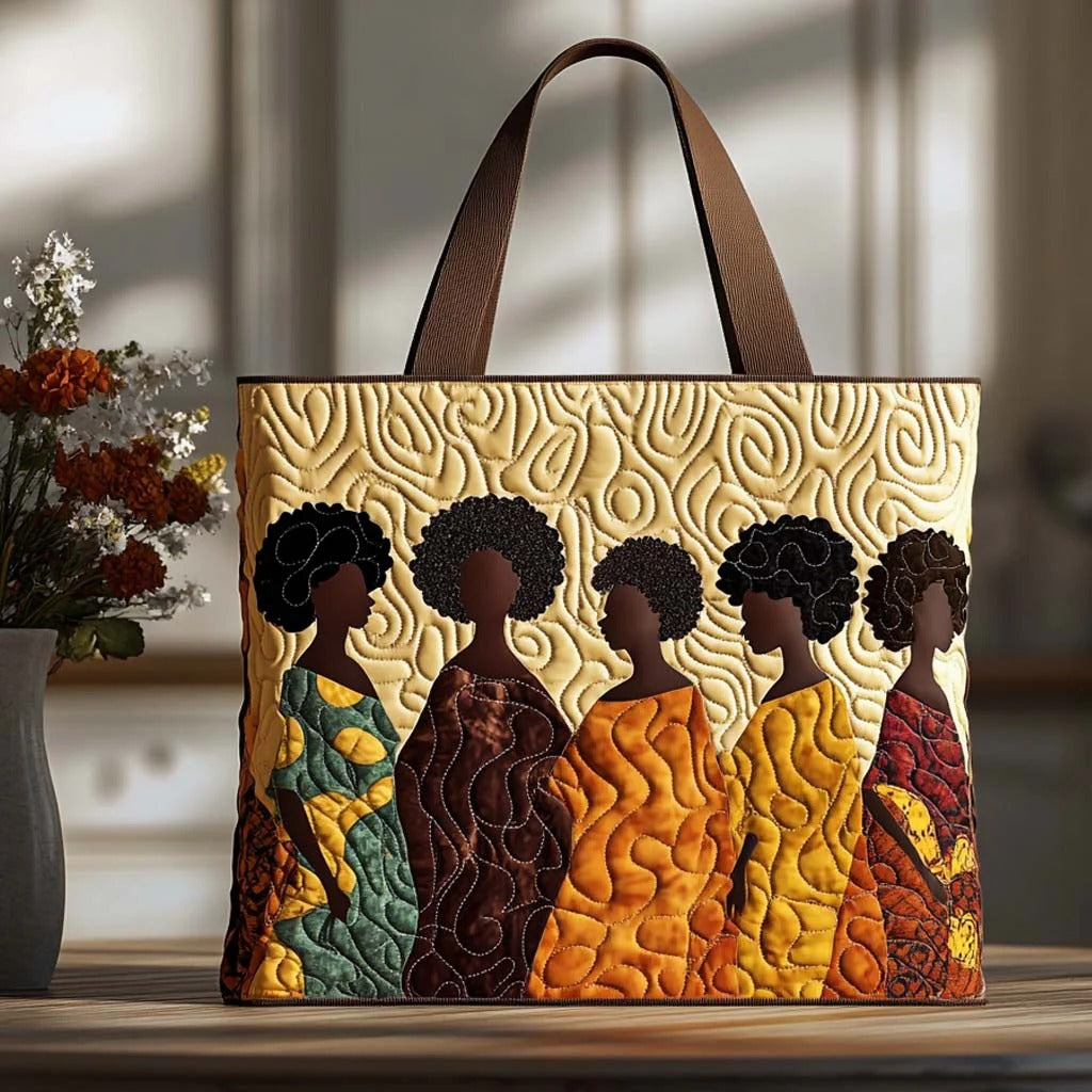 Confident Black Muse Quilted Tote Bag