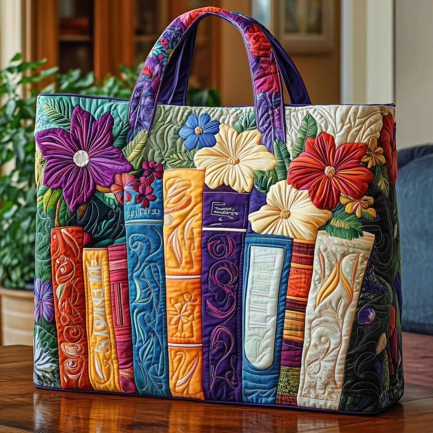 Bookworm Quilted Tote Bag