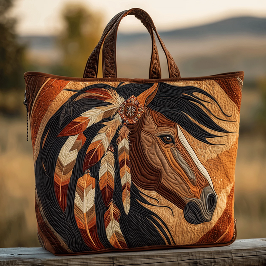 Sacred Horse Spirit Quilted Tote Bag