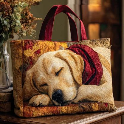 Sleepy Lab Charm Quilted Tote Bag