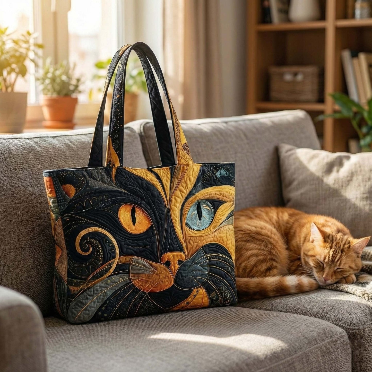 Catitude Quilted Tote Bag