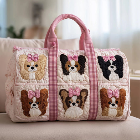 Papillon Dog Quilted Duffle Bag GFTONT2896