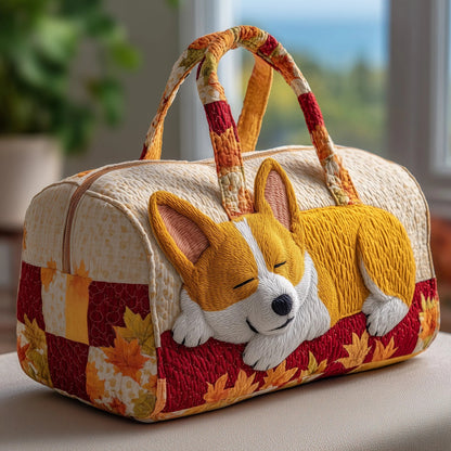 Corgi Nap Quilted Duffle Bag