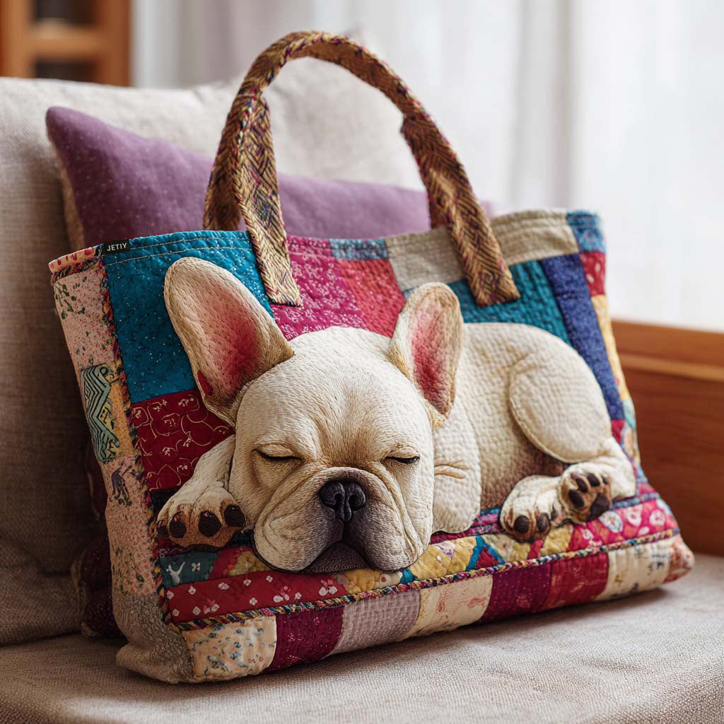 Bulldog Quilted Tote Bag