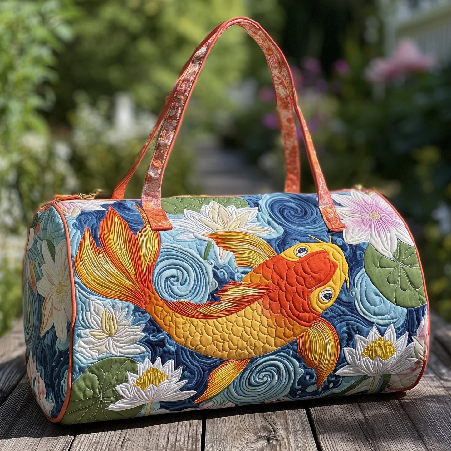 Koi Harmony Quilted Duffle Bag